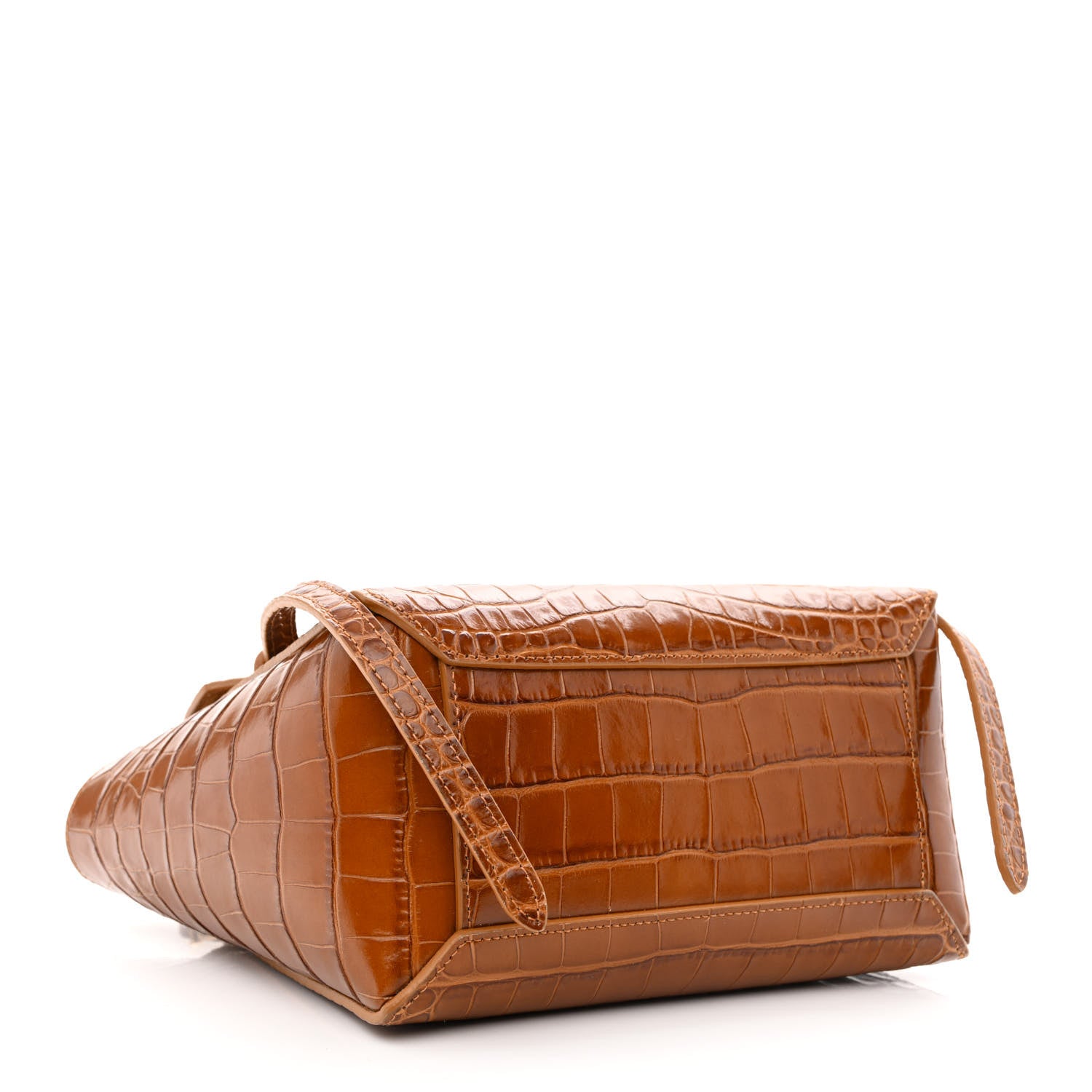 Celine Calfskin Crocodile Embossed Nano Belt Bag Camel 4 of 10