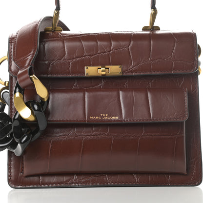 Marc Jacobs Calfskin Crocodile Embossed Uptown Shoulder Bag Brown 8 of 14