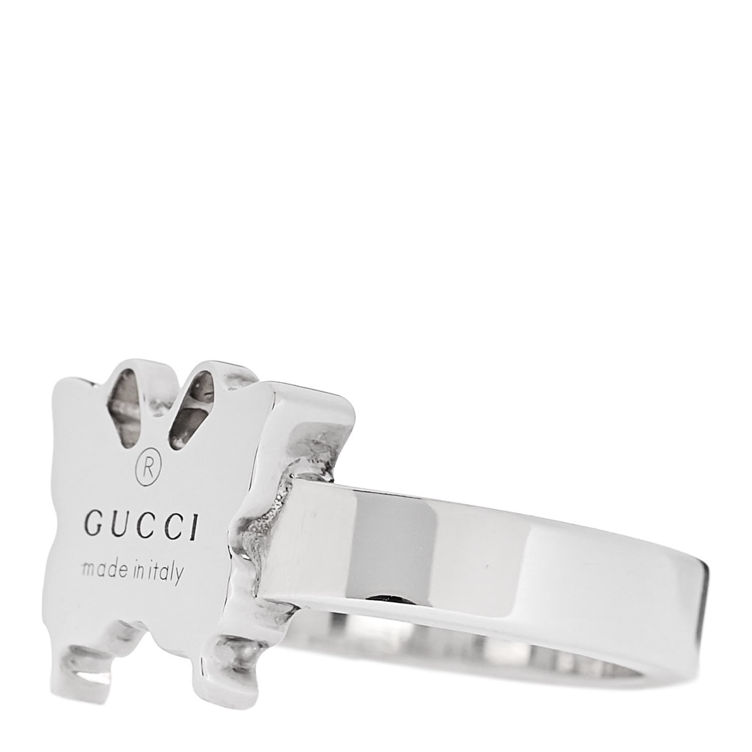 Gucci Sterling Silver Butterfly Band Ring 54 6.75 3 of 7