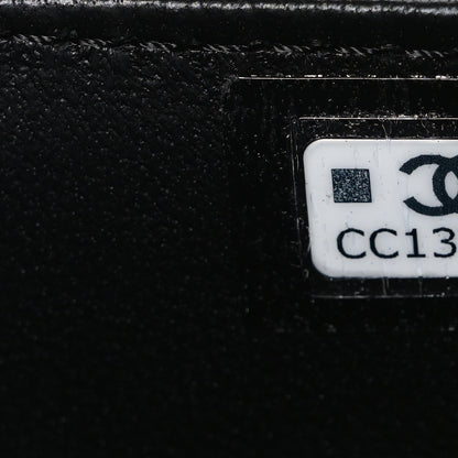 Chanel Calfskin Lizard Embossed Top Handle Long Clutch With Chain Black 8 of 12