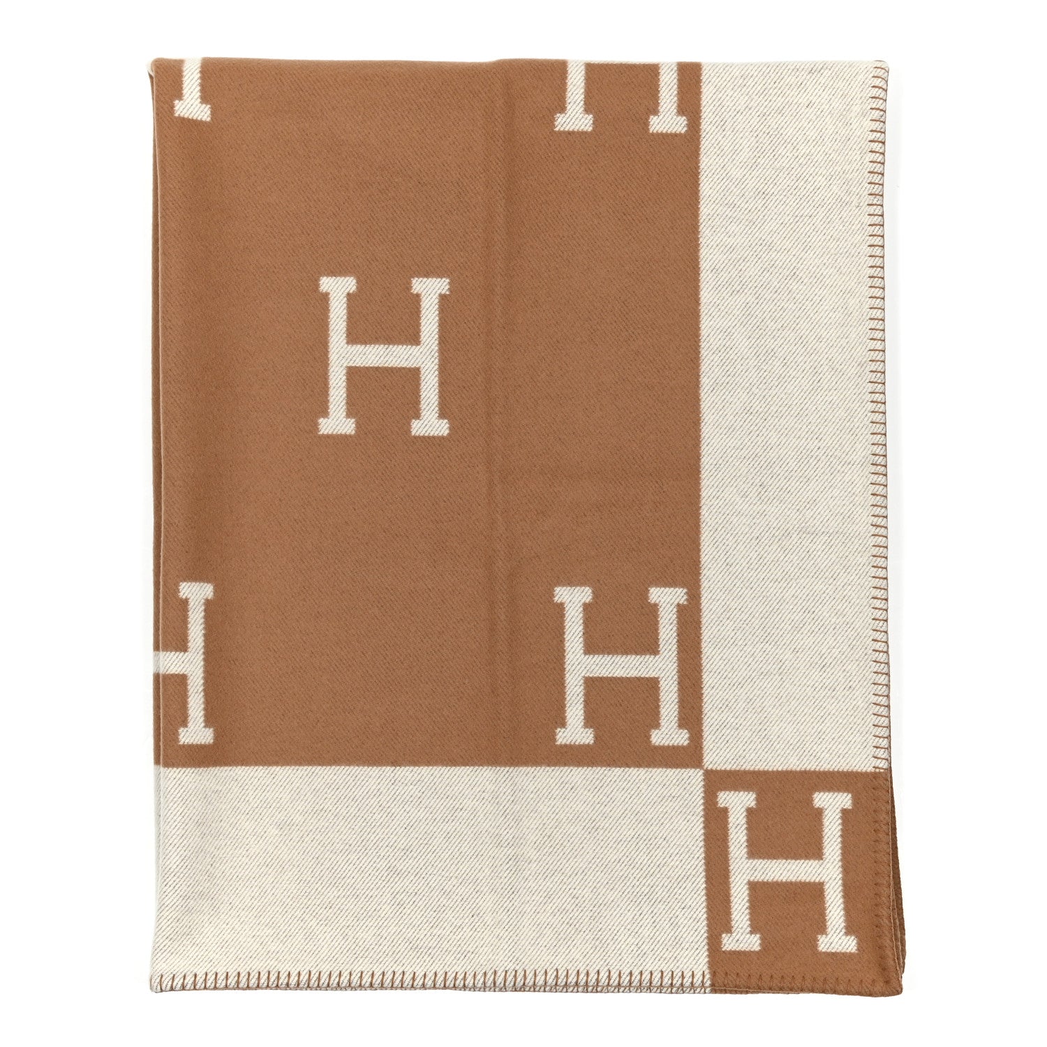 Hermes Wool Cashmere Avalon Blanket Ecru Camel 1 of 3