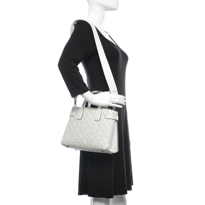 Burberry Calfskin Perforated Small Banner Tote Chalk White 2 of 10