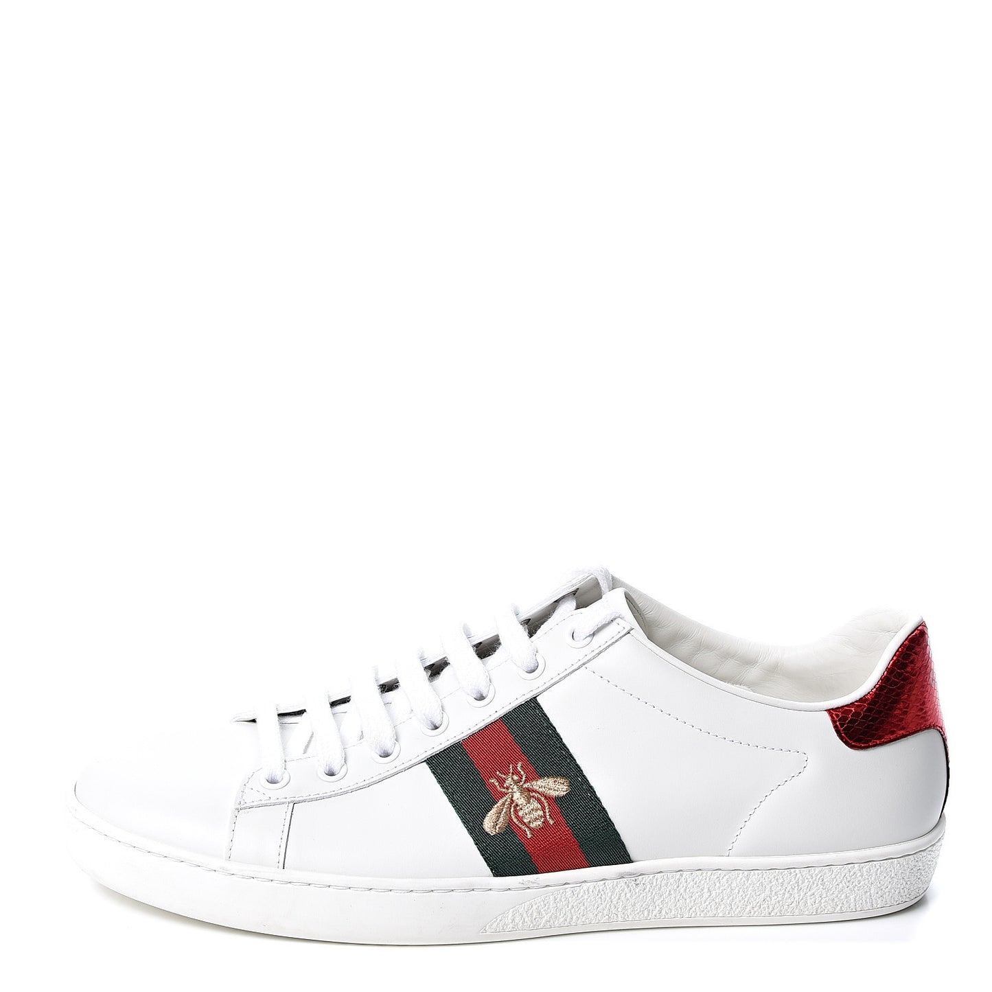 Calfskin Ayers Bee Embroidered Womens Ace Sneakers 40 White Green