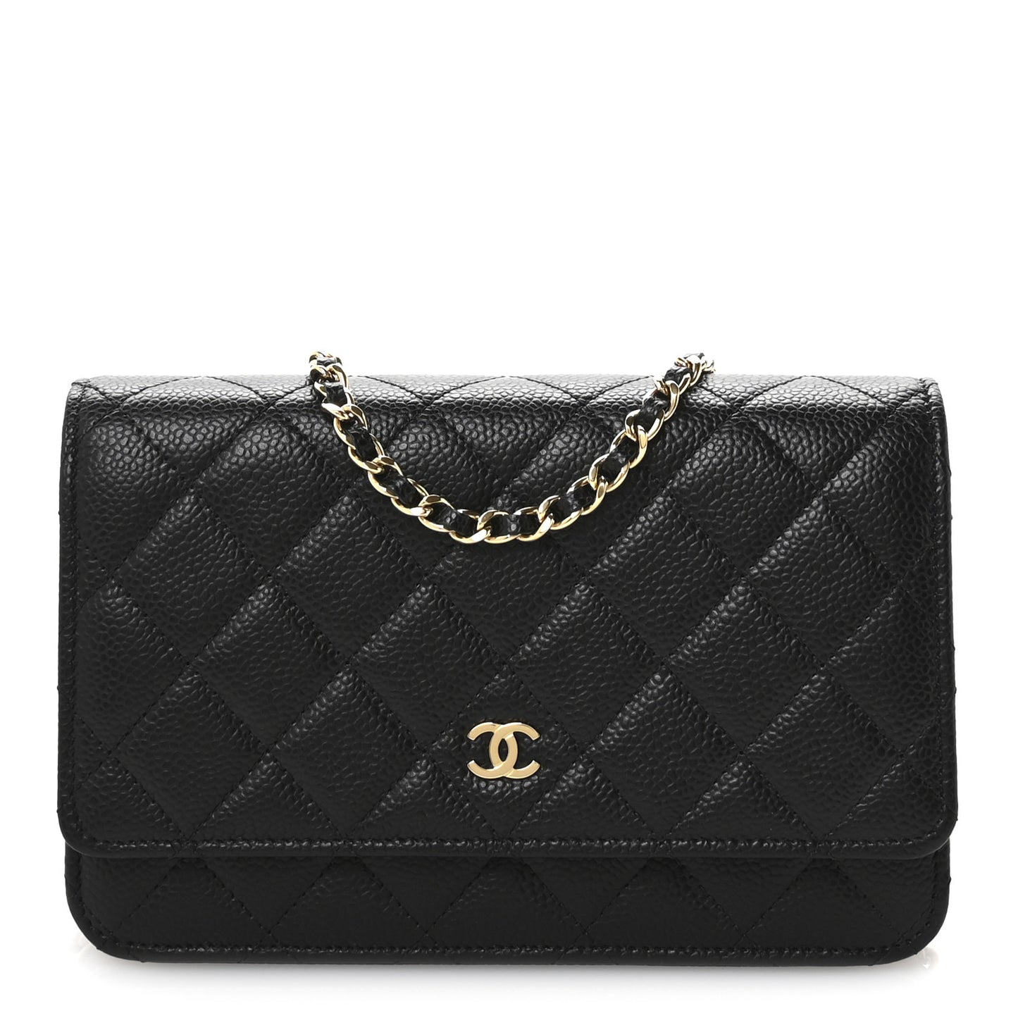 Caviar Quilted Wallet on Chain WOC Black