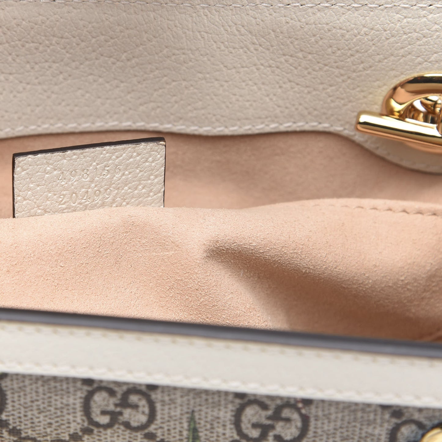 GG Supreme Monogram Flora Textured Calfskin Small Padlock Tote Beige Ebony Multicolor Mystic White