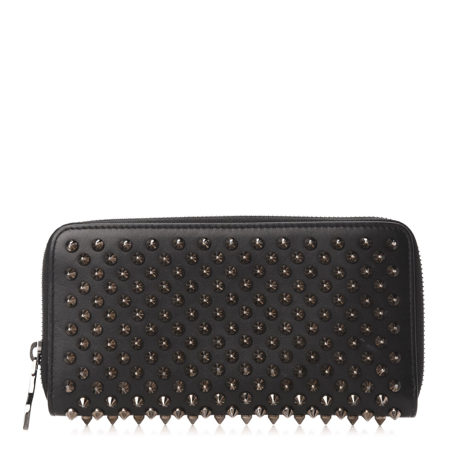 Calfskin Panettone Spiked Zip Around Wallet Black