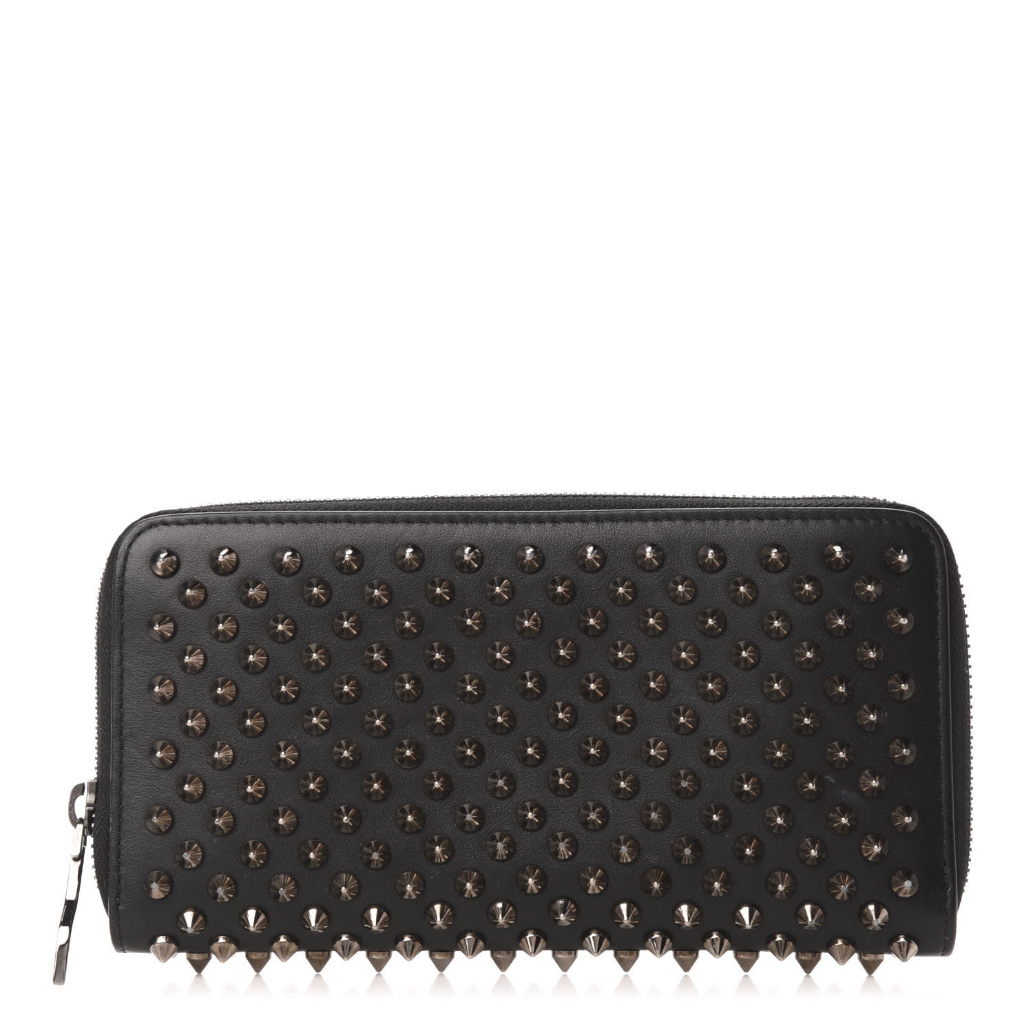 Christian Louboutin Calfskin Panettone Spiked Zip Around Wallet Black 1 of 7