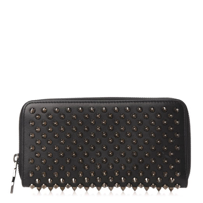Christian Louboutin Calfskin Panettone Spiked Zip Around Wallet Black 1 of 7