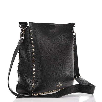 Valentino Garavani Pebbled Calfskin Large Rockstud Flip-Lock Messenger Bag Black 3 of 8