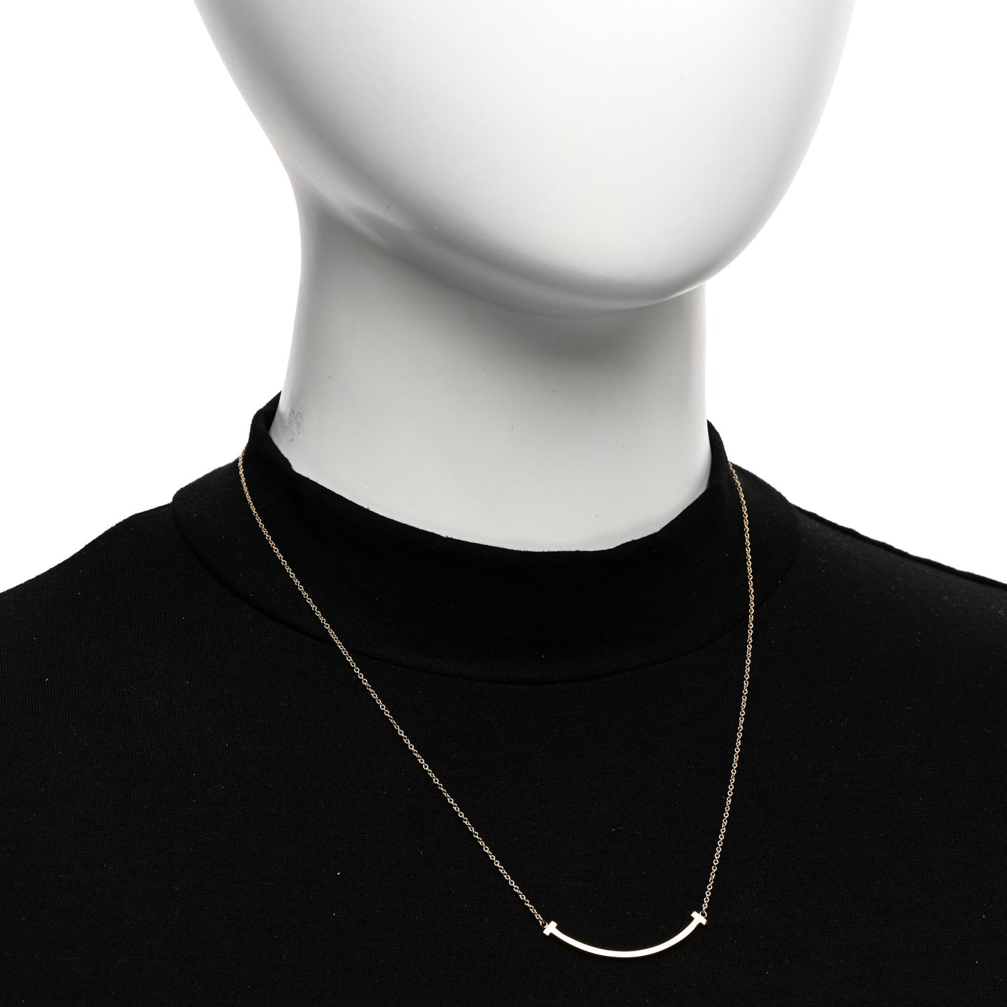18K Yellow Gold Small T Smile Pendant Necklace