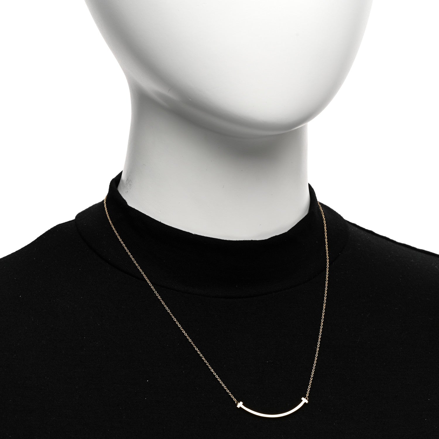 Tiffany 18K Yellow Gold Small T Smile Pendant Necklace 2 of 5