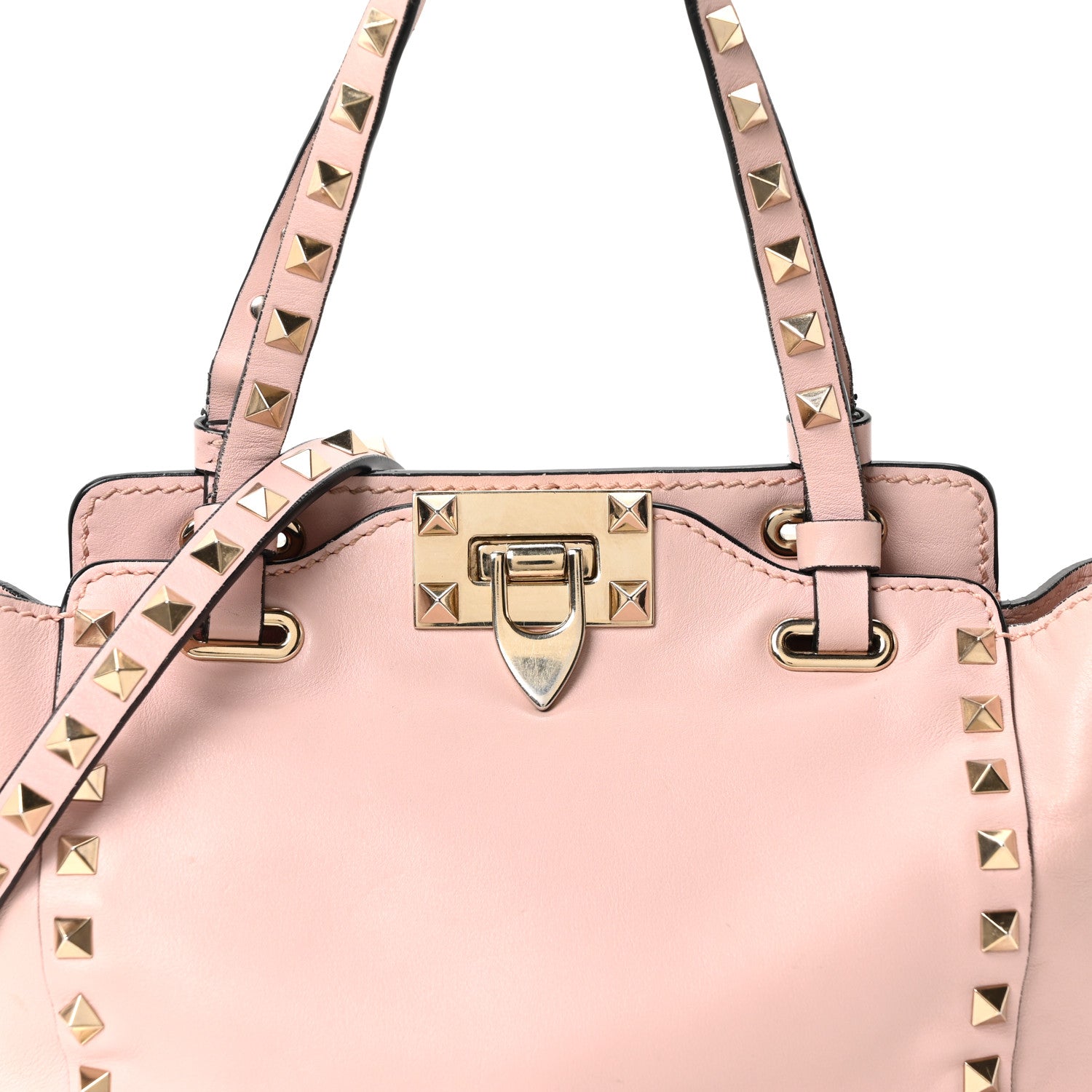 Valentino Garavani Vitello Mini Rockstud Tote Water Rose 7 of 9