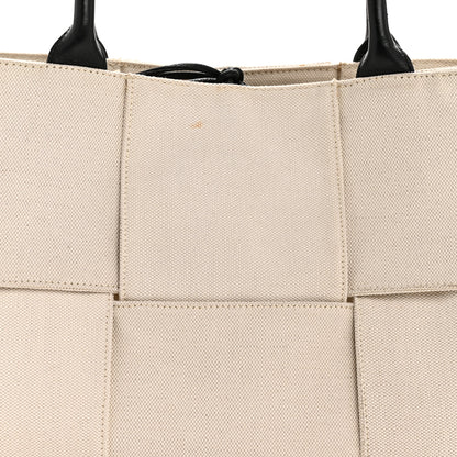 Bottega Veneta Canvas Maxi Intrecciato Medium Arco Tote Beige Black 8 of 14