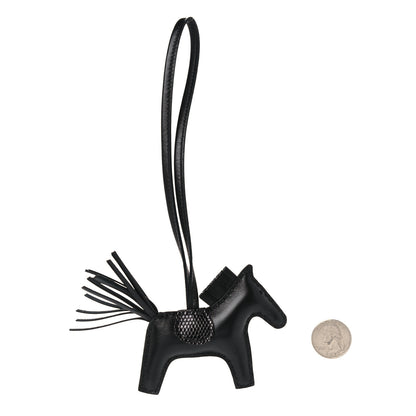 Hermes Milo Lambskin Lizard Touch Grigri Rodeo Horse Bag Charm PM So Black 2 of 4