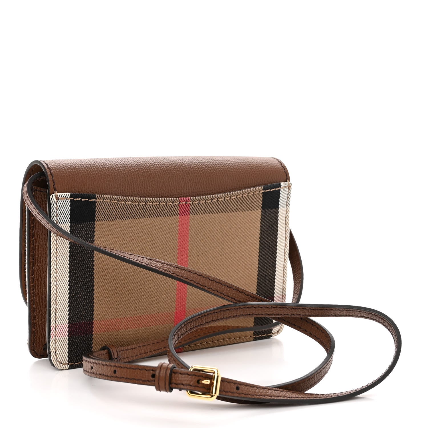 Burberry Derby Calfskin House Check Wallet On Chain Brown 3 of 10