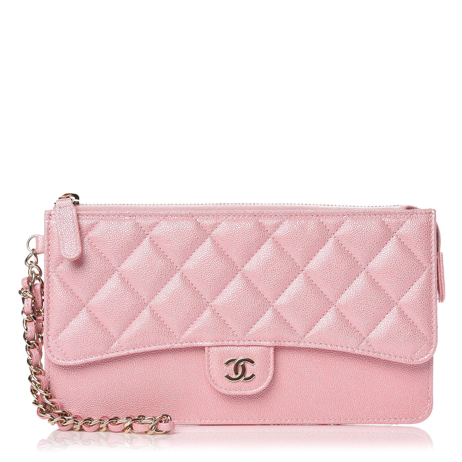 Chanel Iridescent Caviar Quilted Classic Pouch With Handle Rose Pink 1 of 10