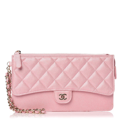 Chanel Iridescent Caviar Quilted Classic Pouch With Handle Rose Pink 1 of 10