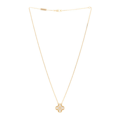 Van Cleef & Arpels 18K Yellow Gold Diamond Vintage Alhambra Pendant Necklace 3 of 4