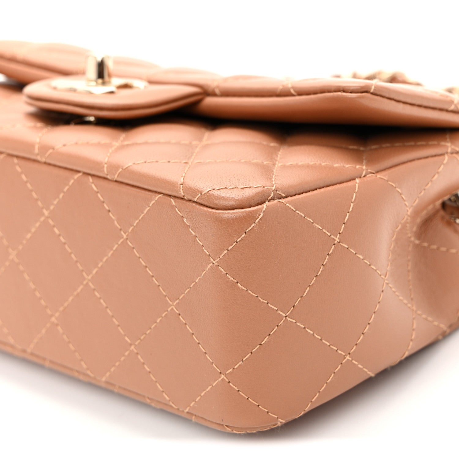 Chanel Lambskin Quilted Mini Rectangular Flap Brown 10 of 10