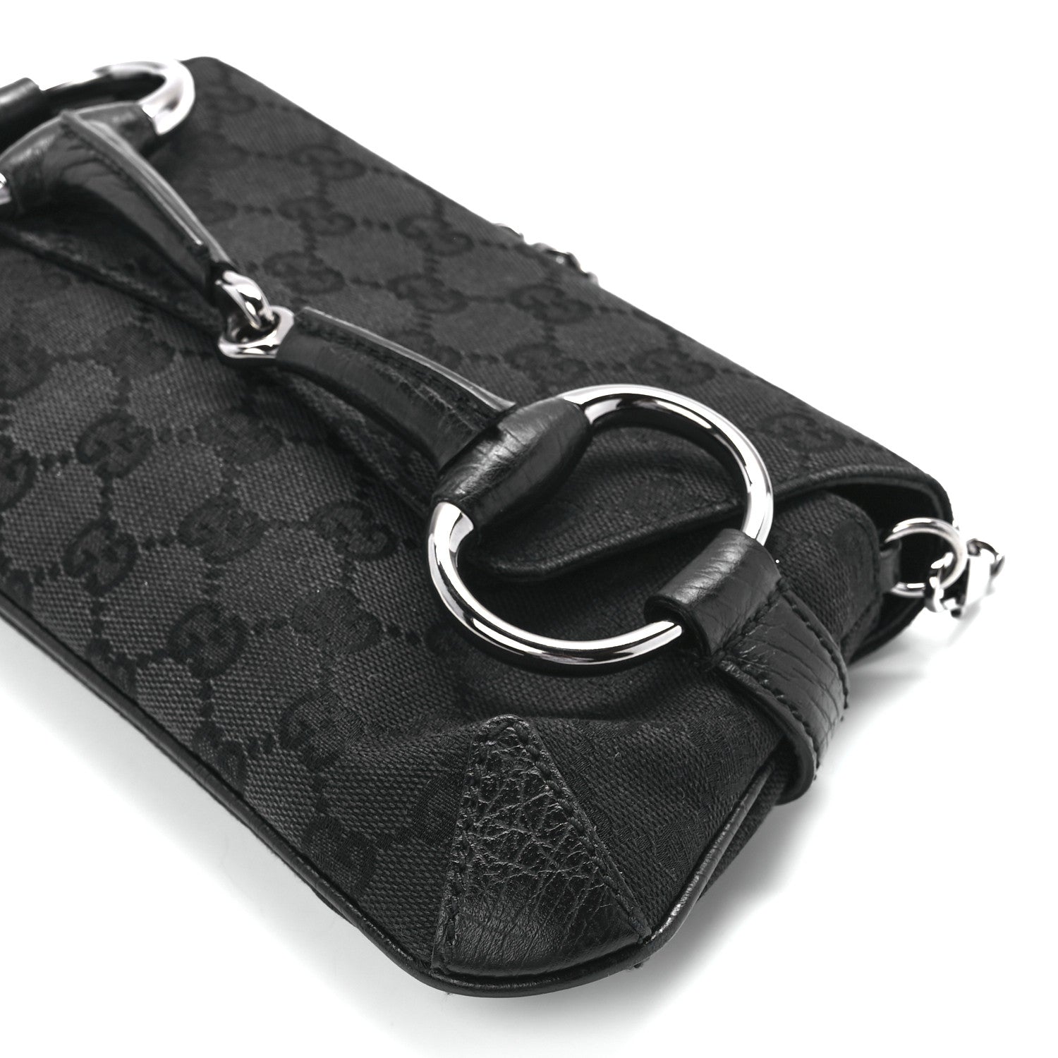 Gucci Monogram Horsebit Chain Clutch Black 11 of 11