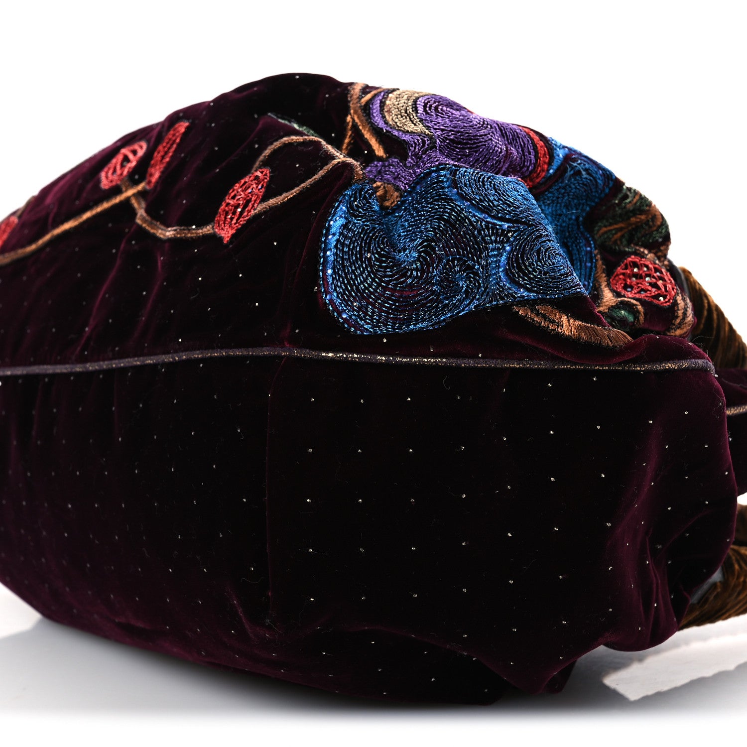 Fendi Velvet Embroidered Squirrel Spy Bordeaux Multicolor 10 of 12