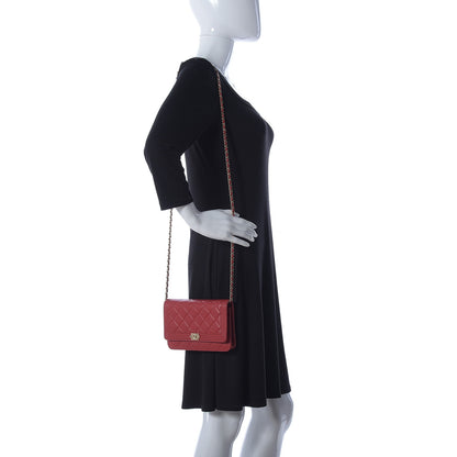 Chanel Lambskin Quilted Boy Wallet On Chain WOC Red 2 of 13