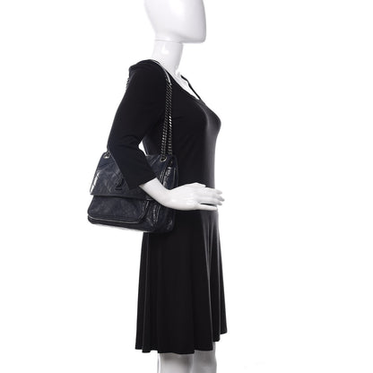 Saint Laurent Crinkled Calfskin Matelasse Monogram Medium Niki Chain Satchel Deep Marine 2 of 11