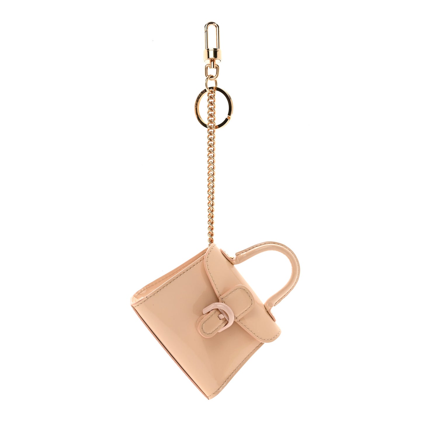 Patent Calfskin Mini Brillant Bag Charm Beige