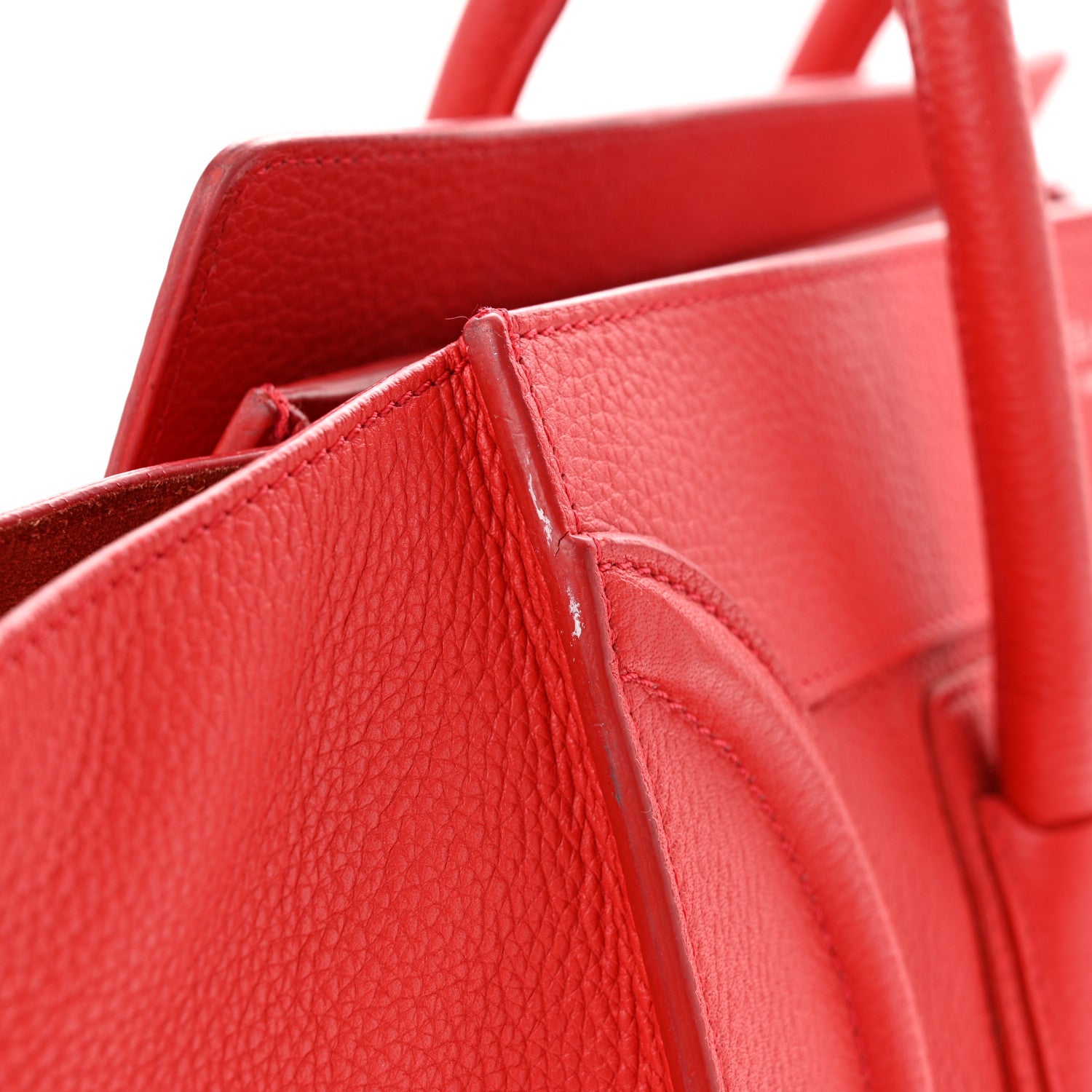 Celine Drummed Calfskin Mini Luggage Coquelicot 15 of 15