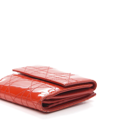 Christian Dior Patent Cannage Lady Dior Compact Wallet Red 8 of 12