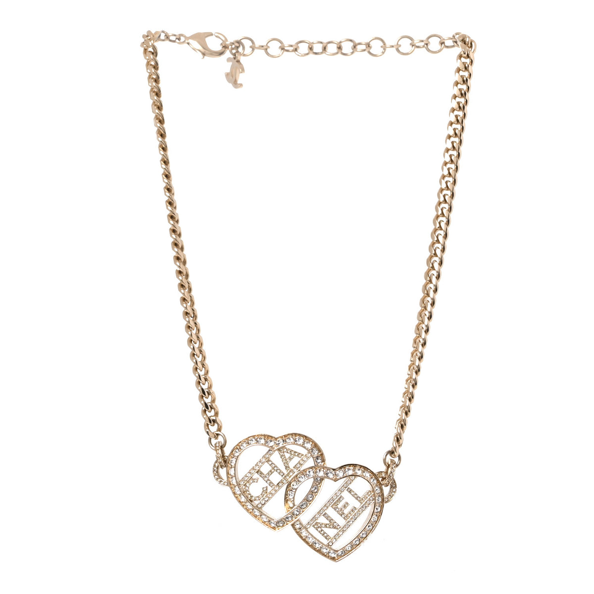 Crystal Logo Heart Choker Gold