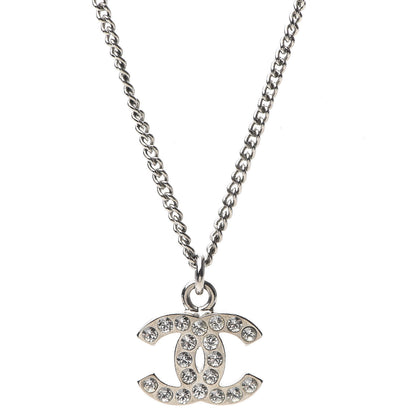 Chanel Crystal Timeless CC Necklace Silver 4 of 5