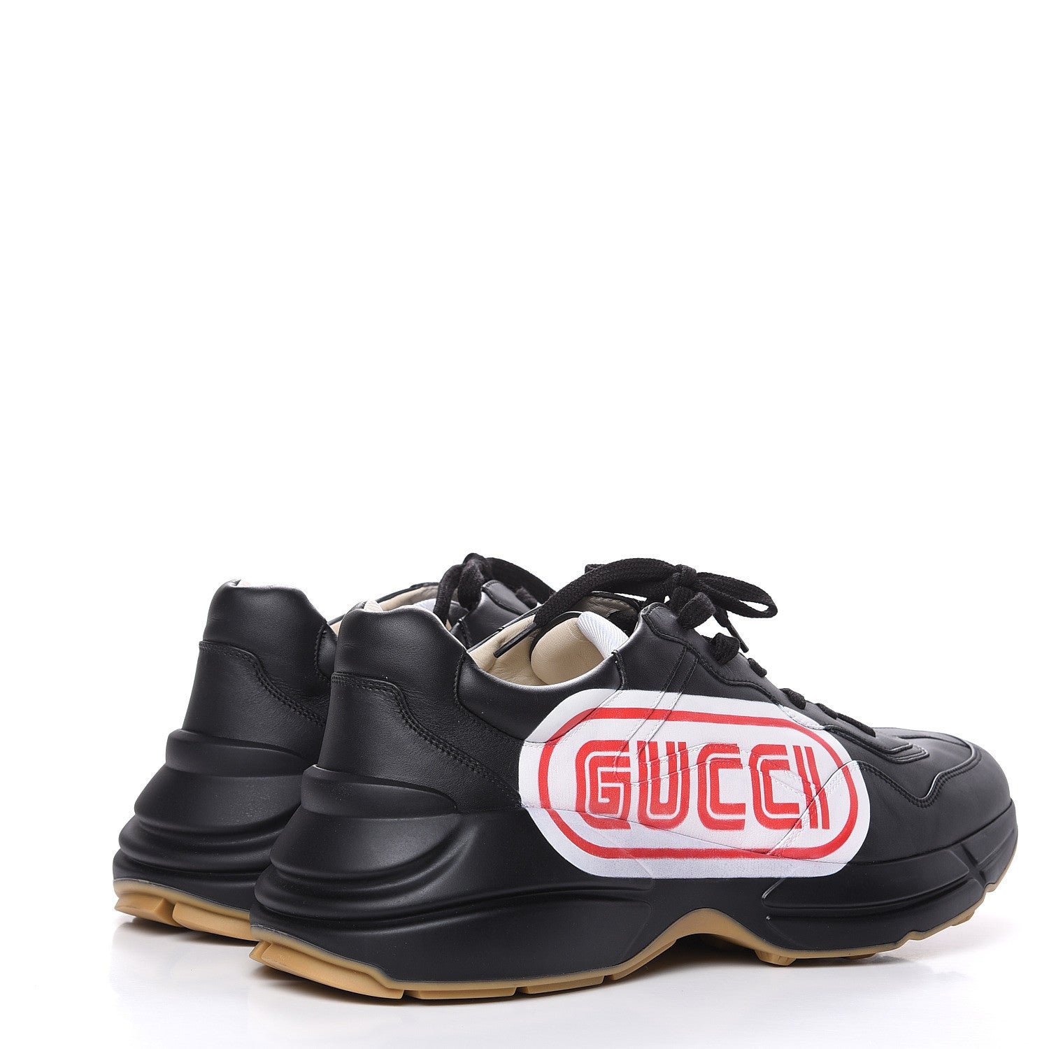 Gucci X SEGA Calfskin Logo Mens Rhyton Sneakers 13 Black 4 of 8