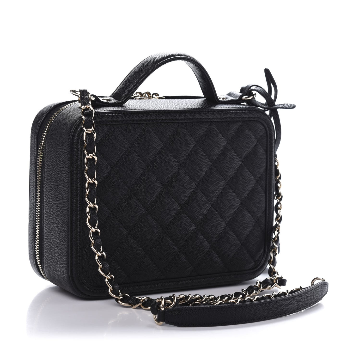 Caviar Quilted Medium CC Filigree Vanity Case Black