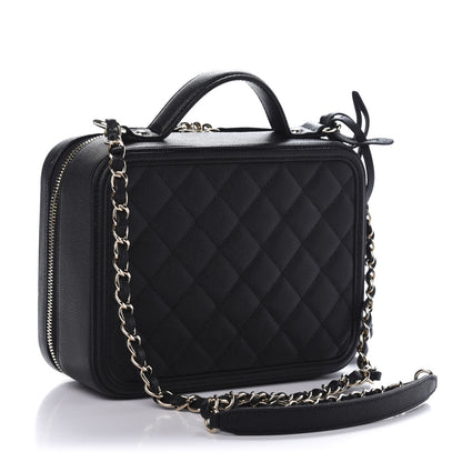 Chanel Caviar Quilted Medium CC Filigree Vanity Case Black 3 of 10