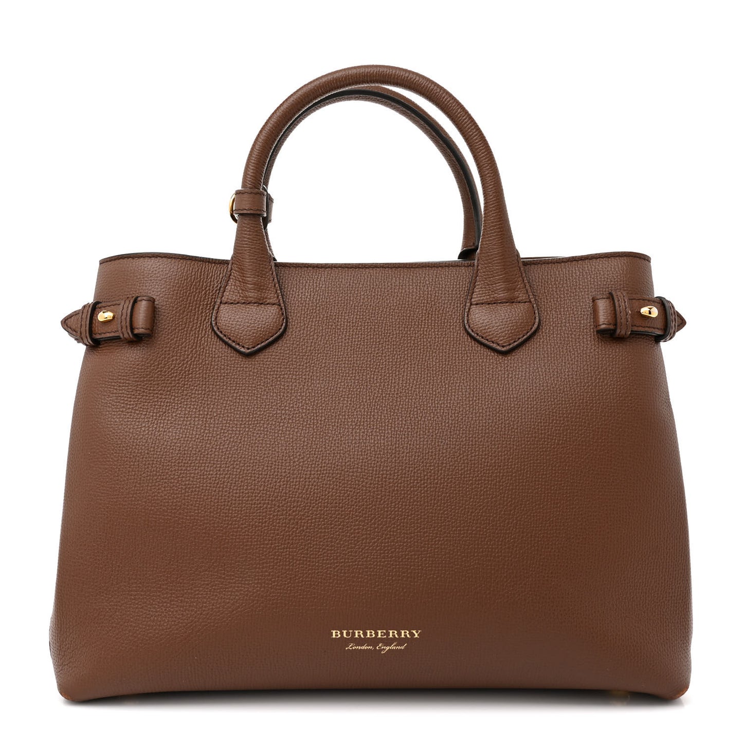 Grainy Calfskin House Check Medium Banner Tote Tan