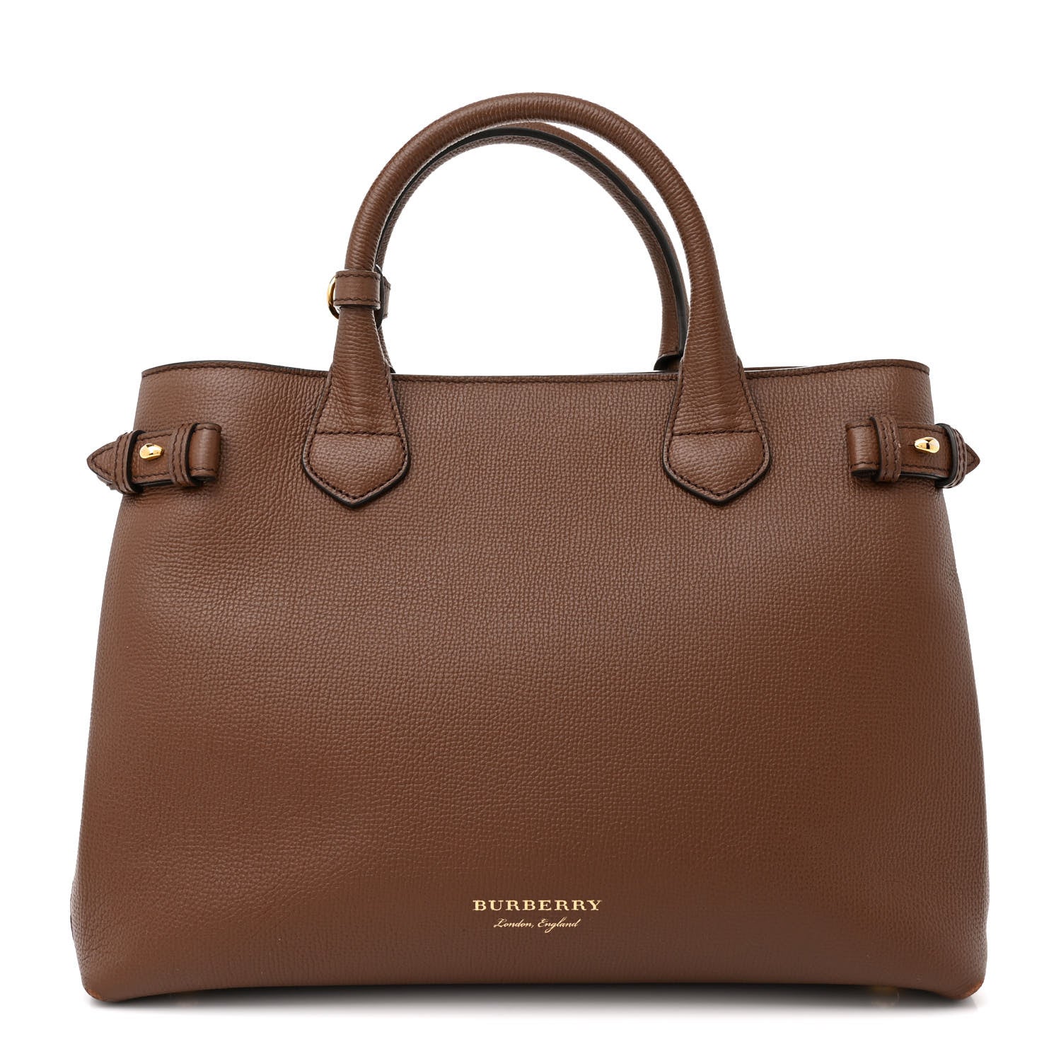 Burberry Grainy Calfskin House Check Medium Banner Tote Tan 1 of 13