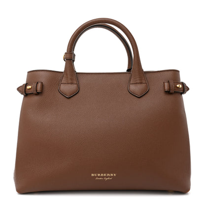 Burberry Grainy Calfskin House Check Medium Banner Tote Tan 1 of 13