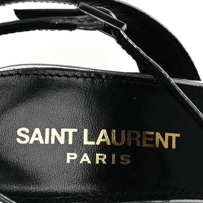 Saint Laurent Metallic Patent Sexy 95 Tanouk Platform Sandals 37 Argento 9 of 13