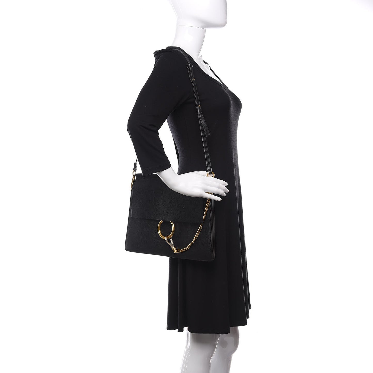 Goatskin Medium Faye Shoulder Bag Black