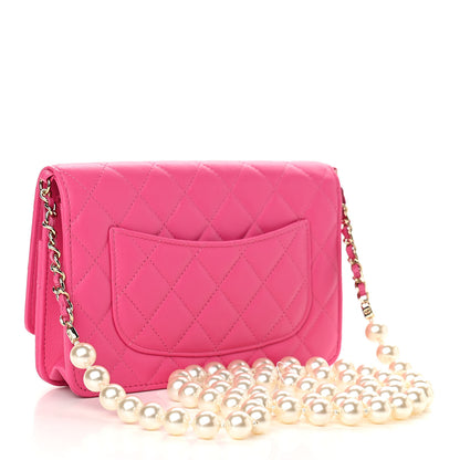 Chanel Lambskin Quilted Pearl Wallet On Chain WOC Pink 2 of 11