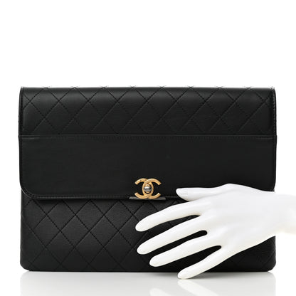 Chanel Lambskin Quilted Sleek And Chic Clutch Black 2 of 8