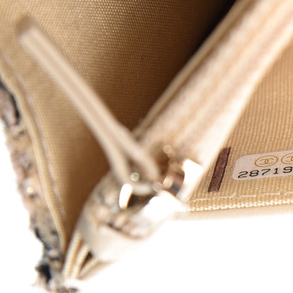 Chanel Tweed Shearling Quilted Wallet On Chain WOC and Coin Purse Beige Black 6 of 10
