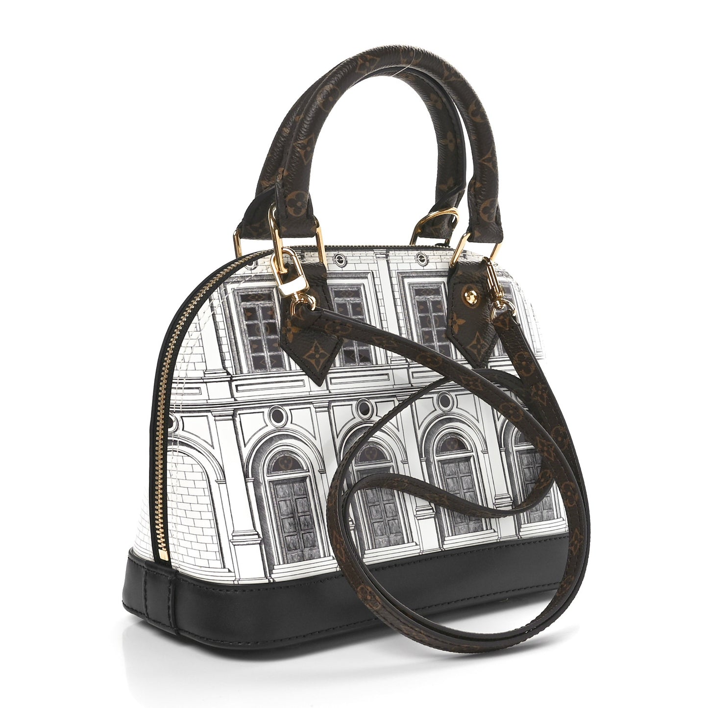 X FORNASETTI Calfskin Architettura Alma BB Black White