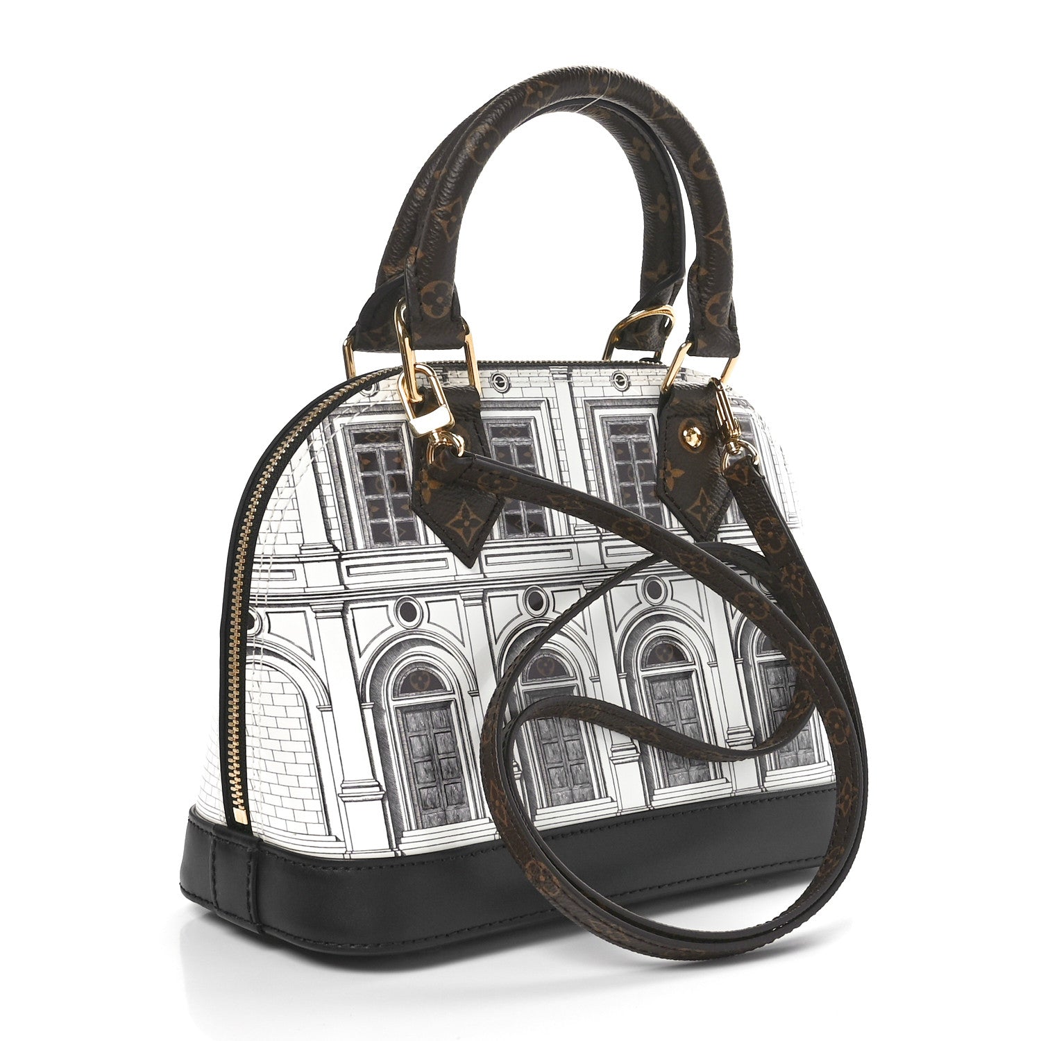 Louis Vuitton X FORNASETTI Calfskin Architettura Alma BB Black White 2 of 10