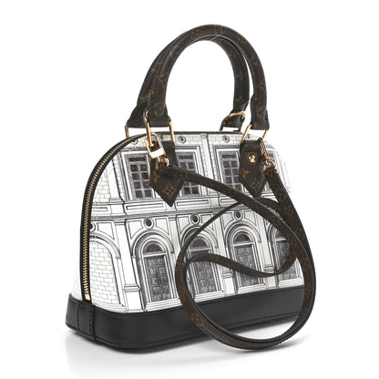 Louis Vuitton X FORNASETTI Calfskin Architettura Alma BB Black White 2 of 10