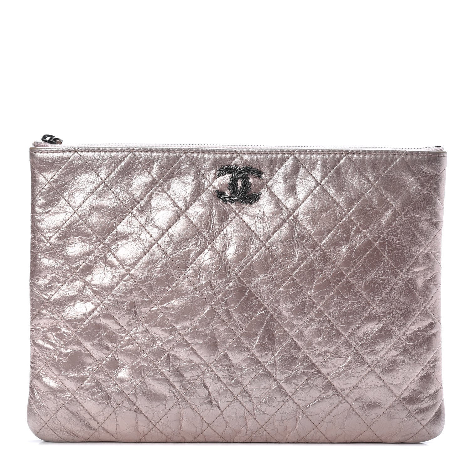 Chanel Metallic Aged Calfskin Quilted Medium Cosmetic Case Pink 1 of 9