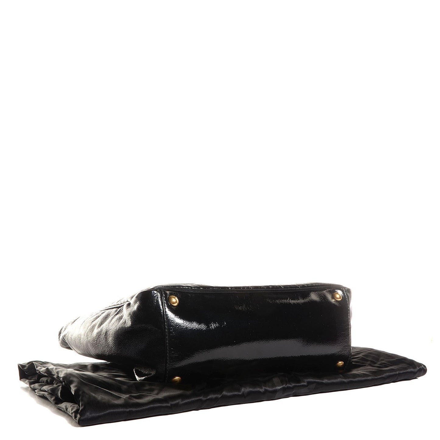 Patent Medium Y-Mail Tote Black