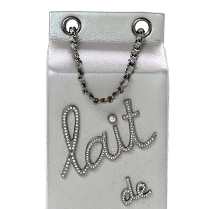 Chanel Metallic Goatskin Lait de Coco Milk Carton Bag Silver 8 of 14