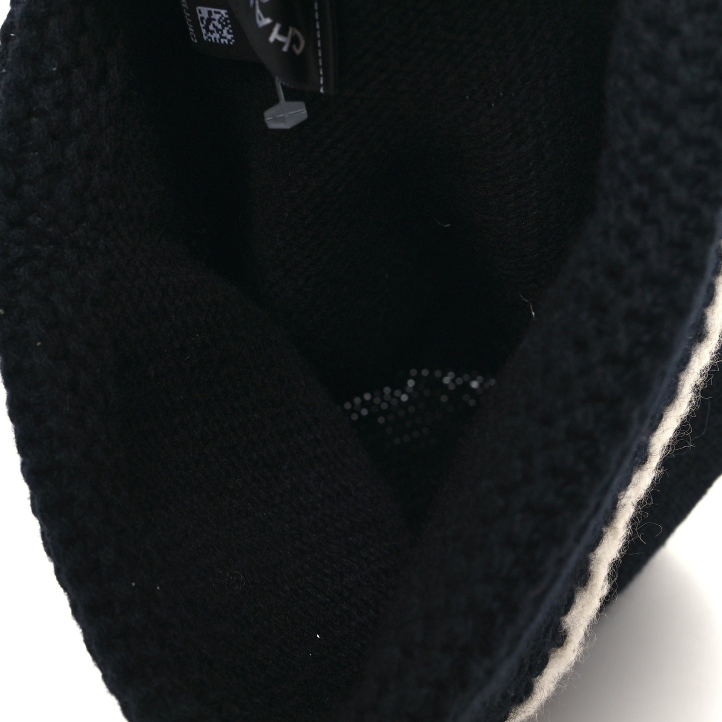 Cashmere Wool CC Beanie Hat Black Light Beige